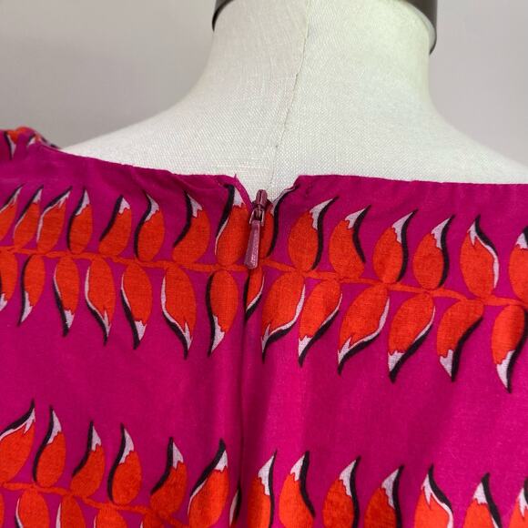 WAYWARD FANCIES Hot Pink Tropical Linear Graphic Print Cotton Voile Dress Sz 10 - Picture 7 of 13